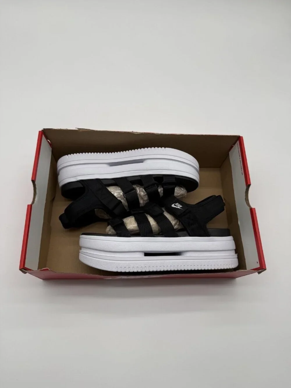 New Nike Icon Classic Sandal Women's Size 9 Black White Platform DH0224 001